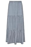 M&Co Petite Blue Gingham Tiered Maxi Skirt - Women's