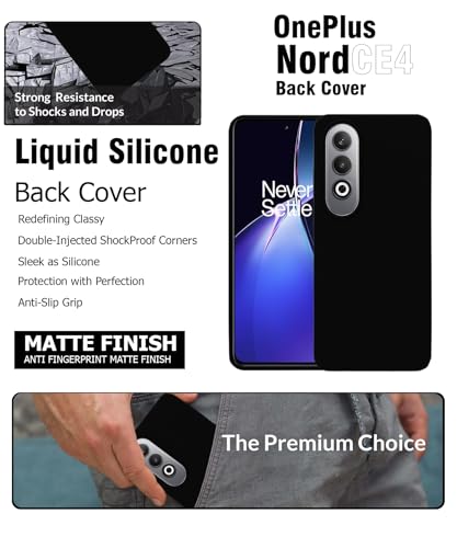 Image of LIRAMARK Liquid Silicone Soft Back Cover Case for OnePlus Nord CE4 5G (Black)