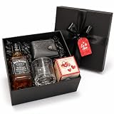 Kit Presente Masculino com Whisky 375ml, Copo, Carteira e Bombons | Presente para Dia dos Pais, Namorado, Natal e Aniversário (Love - Whisky No7 Tradicional)