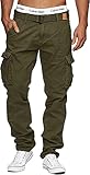 Indicode Herren William Cargohose Baumwolle inkl. Stoffgürtel | Regular Fit Cargo Hose Baumwollhose Freizeithose Wanderhose Trekkinghose Outdoorhose für Männer