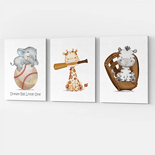 Image of GUBIYU Baseball Sports Nursery Decor Boy Nursery Wall Decoration Baby Boy Sport Canvas Nurseries Animal Sport Wall Art Baseball Print Posters Set of 3,Sports Themed Wall Decor for Boys Bedroom 12"x16"