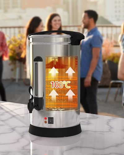 GAOMON Commercial Coffee Urn 110 Cups-16L, Commercial Grade Hot Water Dispenser,Stainless Steel Coffee urn with Coffee Percolator,Hot Beverage Thermos,Hot Water Urn for Catering,Silver