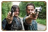 Andrew Lincoln, Gun, Tv Show, Norman Reedus, The Walking Dead, Rick Grimes, Daryl Dixon Poster Vintage Metal Tin sign Logo Family Club Bar Cafe Bedroom Art Wall Decoration Gift 8x12 inches