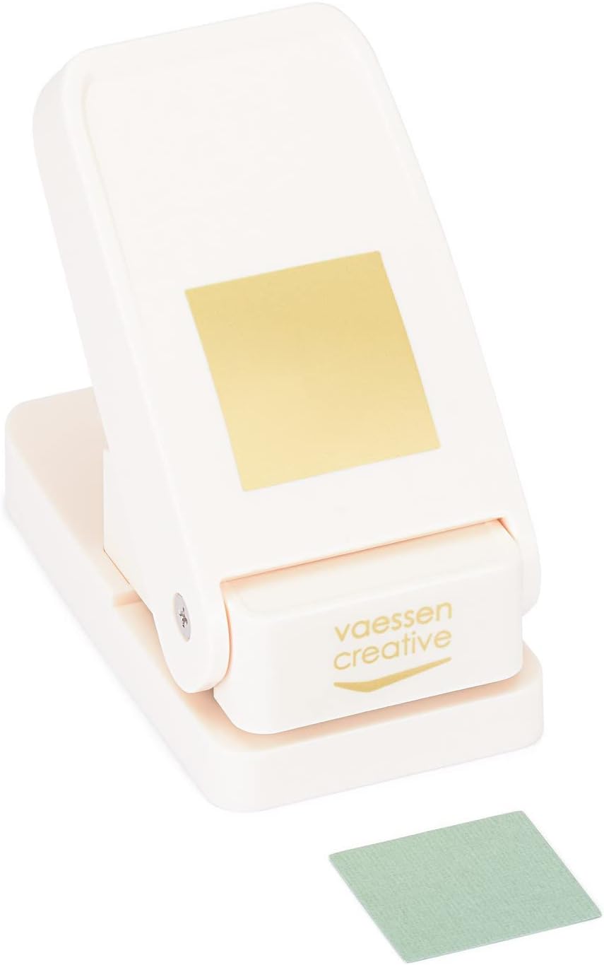 Vaessen Creative Heavy Duty Craft Punch - Square - 3,75 x 3,75 cm Hole Punch - Cutter for Shrink Paper, Card Making, and Crafting, Cream
