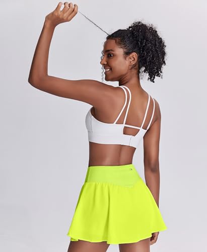 Image of PINSPARK Womens Tennis Skirt Pleated High Waisted Golf Skort with 3 Pockets