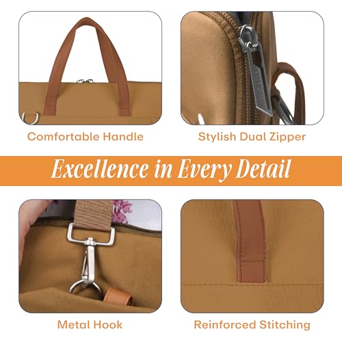 Image of Protecta Grace Office Laptop Messenger Bag for Men and Women Canvas Look Laptop Briefcase Water Repellent Padded Laptop Messenger Sleeve Bag 15.6 Inch Ideal for Office & Work in Color Khaki