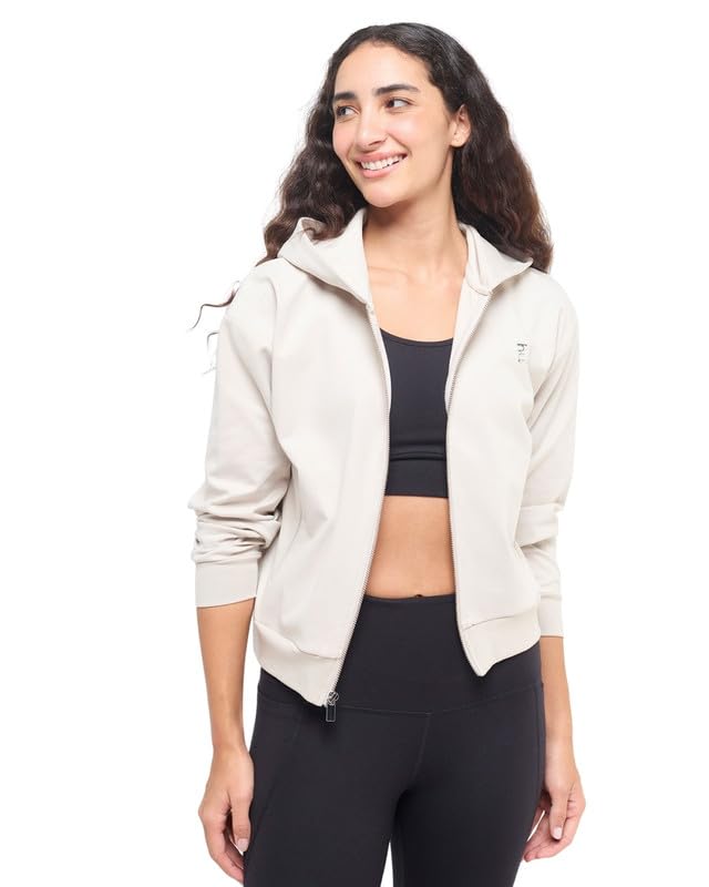 hunnit Cotton Full Zipper Cuff Sleeves Jacket for Women | Relaxed Fit Oversized Hooded Jacket with 2 Pockets & Drawcords | Solid Summer Jackets for Travel & Casual Outdoor-picture-44