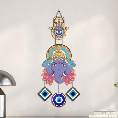 Image of Artvibes Lambodar Ganesha Nazar Battu Wall Hanging for Home Decor | Evil Eye Protection for Entrance Door Bedroom Living Room Temple | Positive Energy Vastu MDF Decorative Gift Item (WH 8567N)