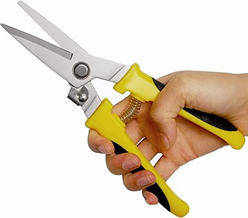 Aviation Tin Snips 8 Inch Heavy Duty Metal Cutter, Straight Shears with Stainless Steel Blade & Comfort Grips, Multifunction Cutting of Branches, Cable Wires, Thin Iron, Cardboard