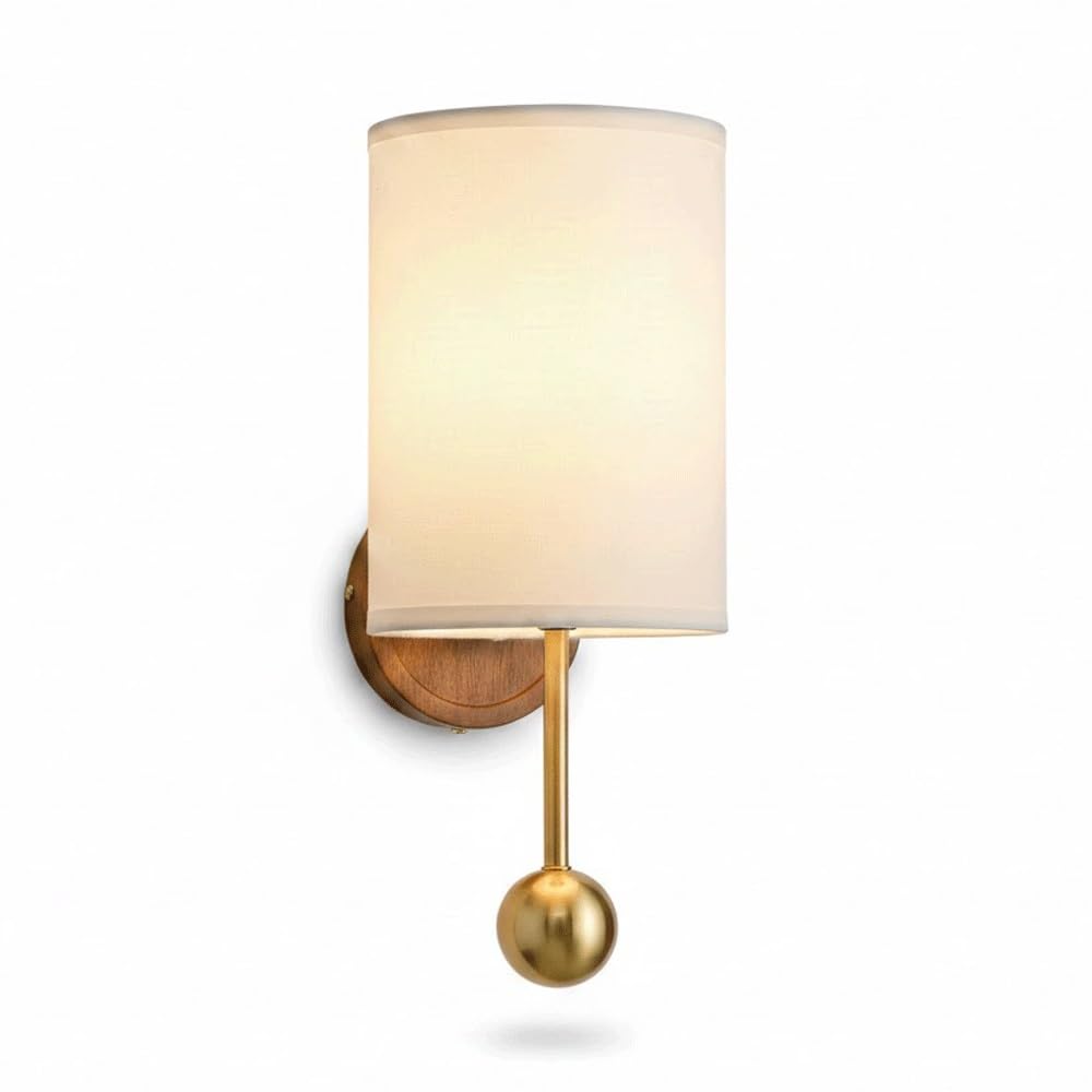 Lámpara de mesita de noche con latón y madera noble para espacios premium