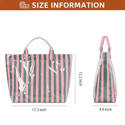 Tote bag para mujer rayada impermeable miniatura 6