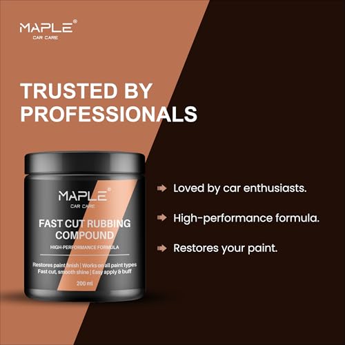 Image of Maple Car Care Fast Cut Rubbing Compound 200ml | Car Scratch Remover for Deep Scratches, Swirl Marks & Oxidation Removal | Paint Restoration Polish | Professional High Gloss Car Polish Compound