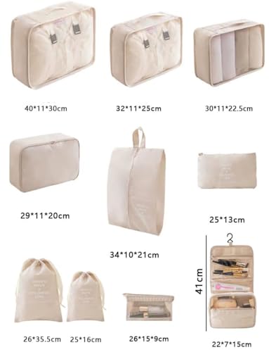 8-Piece Travel Packing Cubes Set, Luggage Organizers with Toiletry Bag, Shoe Bag, Cosmetic Storage, Black4