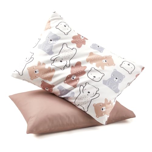 Image of TILLYOU Toddler Pillowcases 13 x 18 Travel Pillow Case 2 Pack, Kids Pillowcases Machine Washable with Envelope Closure, Boonie Cubs