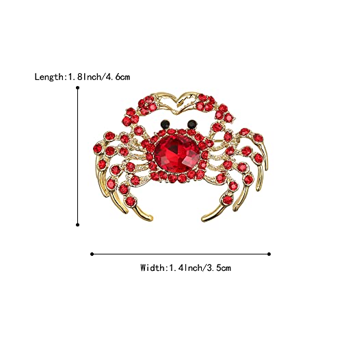 Image of BriLove Crab Brooch Pin for Women Fashion Sparking Rhinestone Animal Brooches