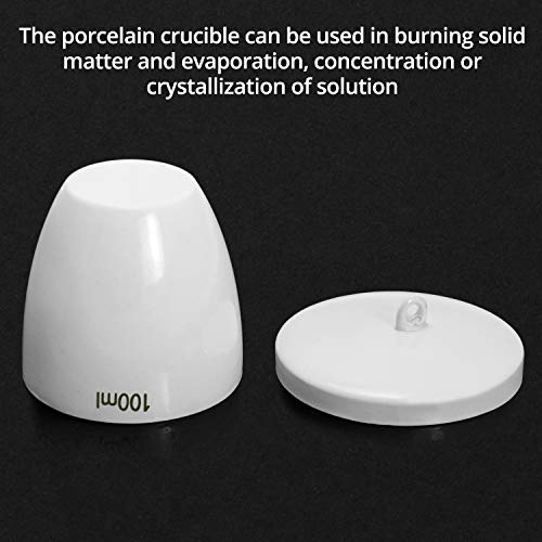 Qwork Durable Porcelain Crucible With Lid, 100Ml Capacity, For School, Laboratory #TOP3
