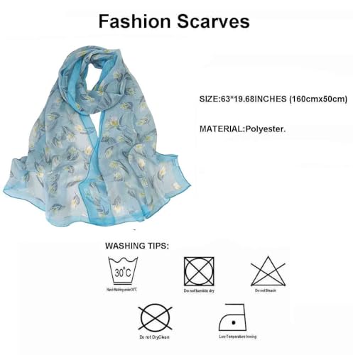 Image of Pokeedioty Scarfs for Women Lightweight Scarves Elegant Floral Pattern Sheer Scarfs Shawls Wraps