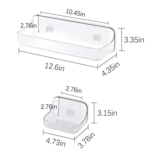 Tzamli Shower Caddy With Soap Dish, Adhesive Shower Organizer Plastic Shower Shelf Wall Mounted Shower Rack For Bathroom Storage (Clear, 3 Pack) #TOP5