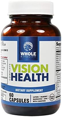 Complete Vision Health Multi-Vitamin and Mineral Supplement Formula with Bilberry & FloraGLO Lutein by Whole Vitality - 15 Eye Nutrition Ocular Care Support Ingredients - 60 Capsules