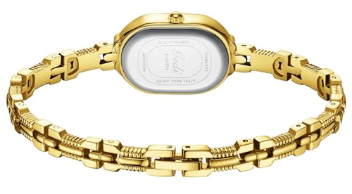 Elegant Vintage Gold Petite Bracelet Watch for Women - Luxury Waterproof Analog Quartz Timepiece with Diamond Accents - Image 6