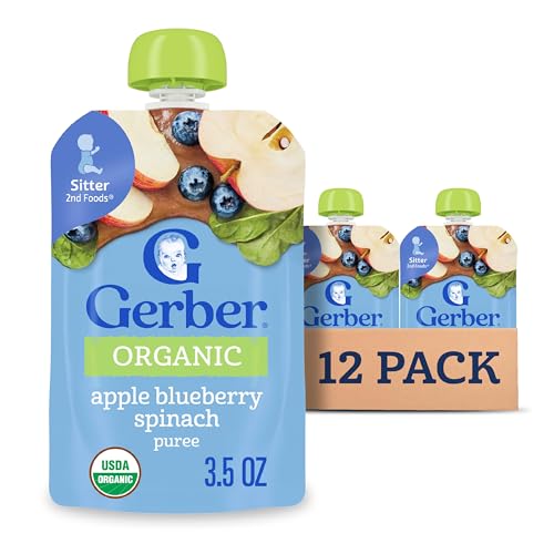 Gerber Stage 2 Organic Apple Blueberry Spinach Puree Pouch, 12-Pack - image 1