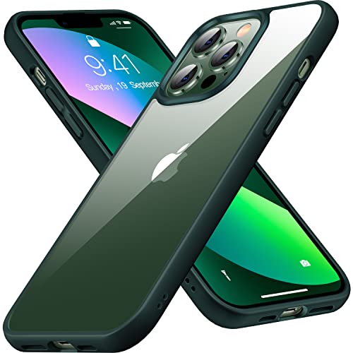 CASEKOO Crystal Clear Designed for iPhone 13 Pro Max case, [Not Yellowing] [Military Grade Drop Protection] Shockproof Protective Phone Case Slim Cover 6.7 inch 2021, Alpine Green