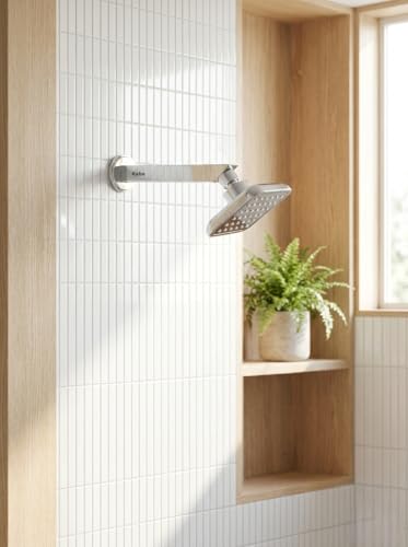 Image of KABA by ACQUASO 4x4 inch Inch Overhead Shower | High Pressure Rain Spa System For Luxury Bathroom | ABS Rainfall Showerhead Easy Install with 9 inch Steel ARM (LIBRA)