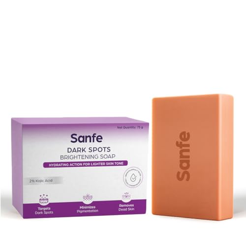 Image of Sanfe Soaps Kojic Acid Soap for Bath | 75g | Pack of 1 | Detan Soap | Dark Spots Brightening & Pigmentation Removal | Skin Whitening Soap Bar | Tanning Removal Soap for Men & Women