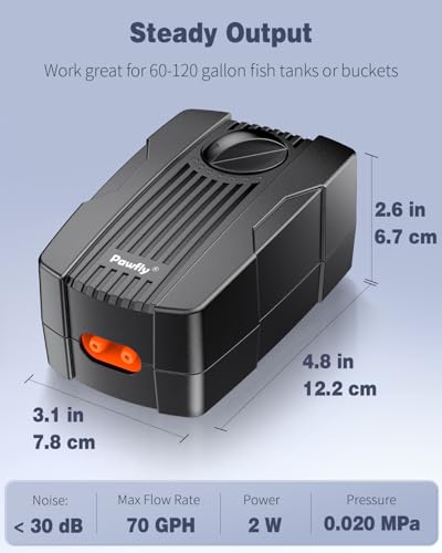 Image of Pawfly Aquarium Air Pump Oxygen Pump for 10-200 Gallon Fish Tanks Buckets Dual Outlet Adjustable Ultra Quiet Aerator Pump with Accessories