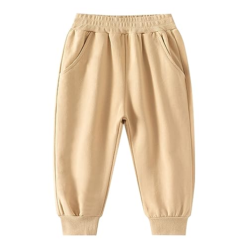 Toddler Boys' Autumn and Winter Solid Color Elastic Waistband Drawstring Pants with Pockets for Daily 18m Pants
