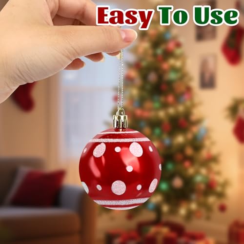 DERAYEE Boule De Noël Rouge Or,49PCS Décoration Sapin De Noël,Kit