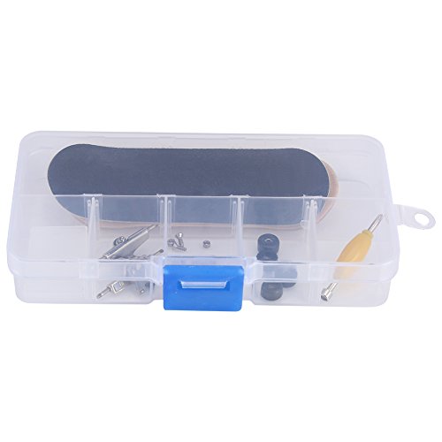 Duokon Fingerboards, 1Pc Maple Wooden + Alloy Fingerboard Finger Skateboards con Caja Reduce la presión Regalos para niños(Negro)