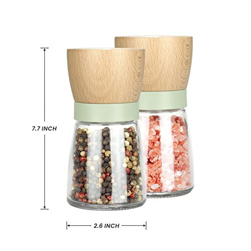 Salt And Pepper Grinder Set Wood Vevok Chef Adjustable Coarseness Refillable Pepper Grinder Mill Wooden Farmhouse Cute Salt And Pepper Shaker For Green Salt Grinder Kitchen Gift #TOP2