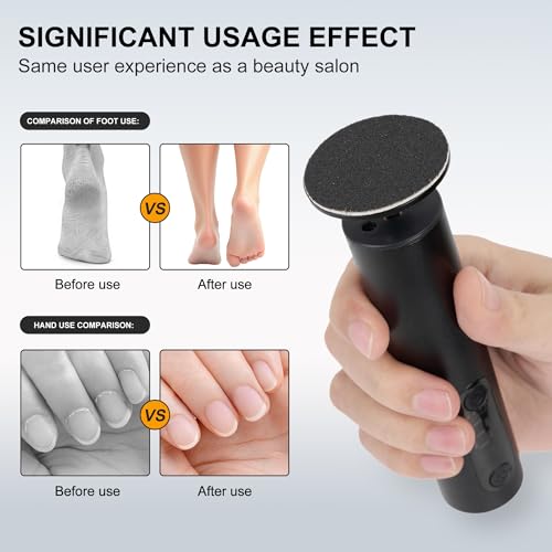 Electric Foot Callus Remover, Adjustable Speed Rechargeable Foot Sander Pedicure Tools for Feet Dead Skin with Sandpaper Disk and Nail Drill Bits,Equipped with Digital Display(Black)