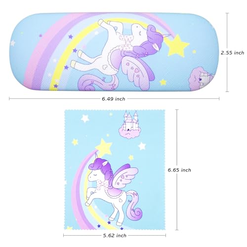 ANLIOTO 3 Stück Brillenetui Kinder mit Putztücher, Süß Hartschalen Brillenetui für Mädche, Kinder