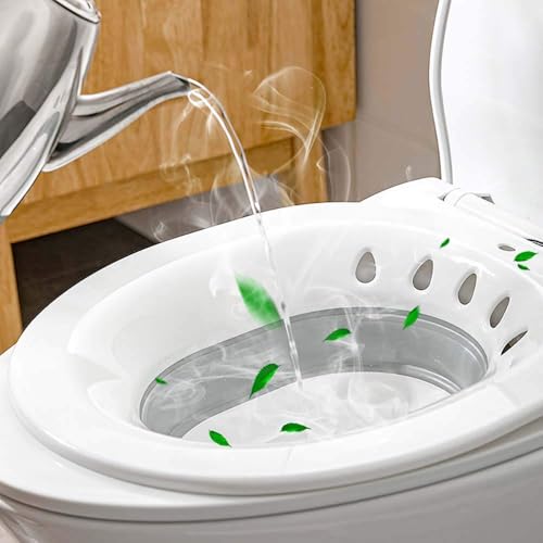 Image of Sitz Bath for Toilet Hemorrhoids - KETHISTONE, for Postpartum Pregnant-Women or Hemorrhoids, Foldable Hangable Storage Large-Capacity Private Care Washing Anti-Overflow Toilet Seat