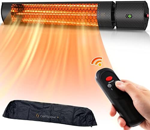 Outdoor Heater, Electric Infrared Patio Heater 1500W Wall-Mounted Garage Indoor/Outdoor Ceiling Backyard Decks Overheat Protection IPX5 Waterproof Fast Heating Space Heater with Remote Control