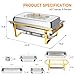 ROVSUN 9 Quart Chafing Dish, Stainless Steel Catering Serve Chafer, Restaurant Food Warmer, Rectangular Buffet Stove with Foldable Frame for Party (4, 2 Full Size,2 Half Size,3 1/3 Size)