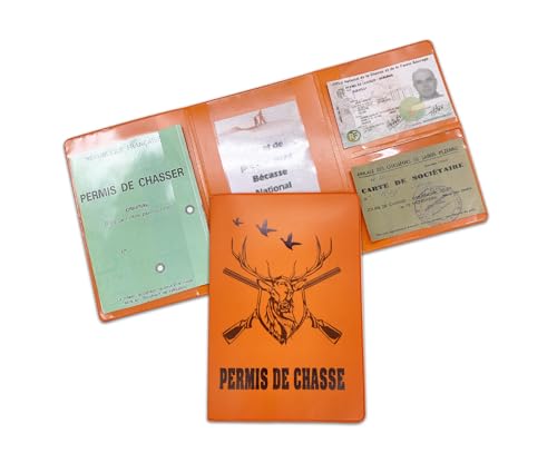 nemau - Porte Permis de Chasser 3 Volets - Gomme Expansée - Fabriqué en France - Étui Protection Document Chasse - Compatible Carte et Assurance Chasseur -...