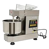 Commercial Food Mixer, 10.5Qt Capacity, Spiral Mixer 750W Dual Rotating Dough Kneading Machine with Food-grade Stainless Steel Bowl, Security Shield & Timer Included, Baking Equipment for Restaurant