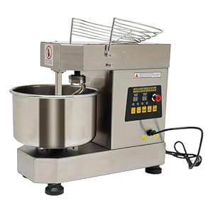 Commercial Food Mixer, 10.5Qt Capacity, Spiral Mixer 1000W Dual Rotating Dough Kneading Machine with Food-grade Stainless Steel Bowl, Security Shield & Timer Included, Baking Equipment for Restaurant