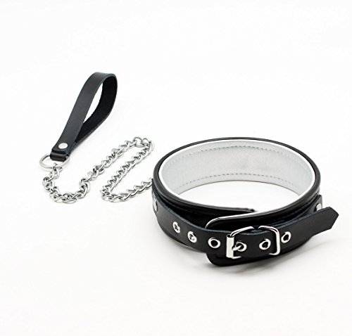Leather Collar With Chain - Smspade Leather Neck Choker Cuff With Leash Set For Men Women Adult #TOP1