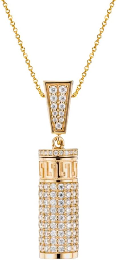 10K Gold Urn Necklace for Ashes, 10K/14K/18K Real Gold Pave Set Cremation Necklace Jewelry for Women Keepsake Necklace Memorial Locket Ash Holder