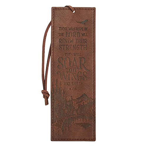 Christian Art Gifts Faux Leather Bookmark Soar On Wings Isaiah 40:31 Bible Verse, Brown #TOP29