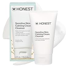 Honest Beauty Sensitive Skin Calming Cream Cleanser, Gently Cleanses Hydrates Calms, Hypoallergenic, Fragrance-Free, Vegan, 4 fl oz