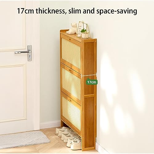 Meuble à chaussures peu encombrant en bambou naturel pour entrée compacte
