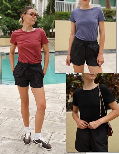 Womens 3 Pack T Shirts Basic Short Sleeve Tees Crewneck Fashion Tops Loose4