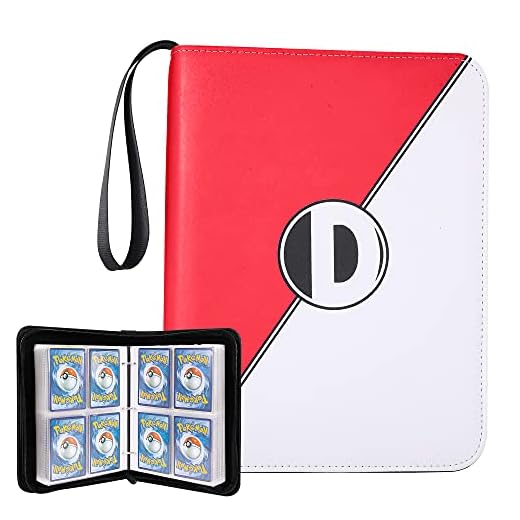 Binder for Pokemon Cards with Sleeves, Card Binder Holder Book Compatible with Pokémon Trading Cards, Holds Up to 400 Cards, 50 Pcs 4-Pocket Pages, Card Collector Album with Zipper Carrying Case