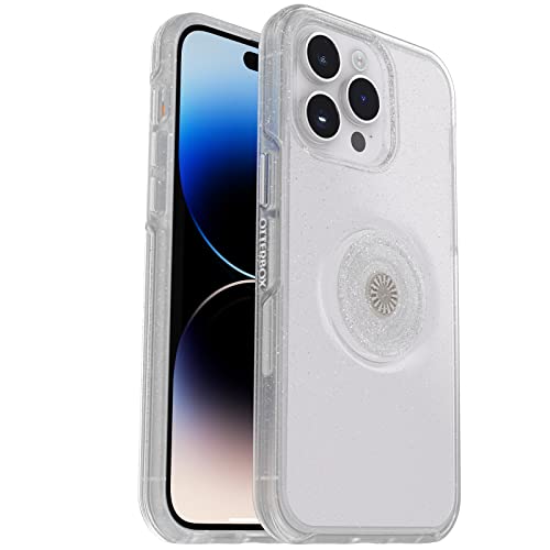 Carcasa iPhone 14 Pro con purpurina y PopGrip ideal para fotos y selfis cómodas