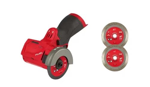 Image of For Milwaukee 2522-20-49-94-3010-49-94-3010 M12 FUEL 12V 3 in. Lithium-Ion Brushless Cordless Cut Off Saw (Tool-Only) with 3 in. Diamond Tile Blades (2-Pack)